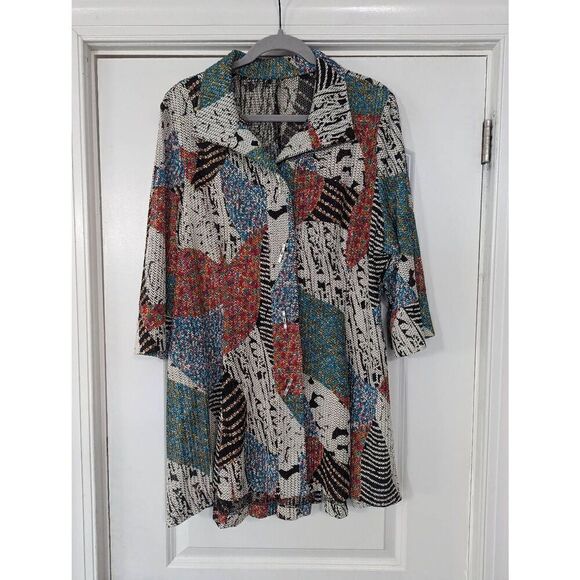 IC By Connie K Jacket women's size XXL open knit textured duster lagenlook artsy - Picture 1 of 8